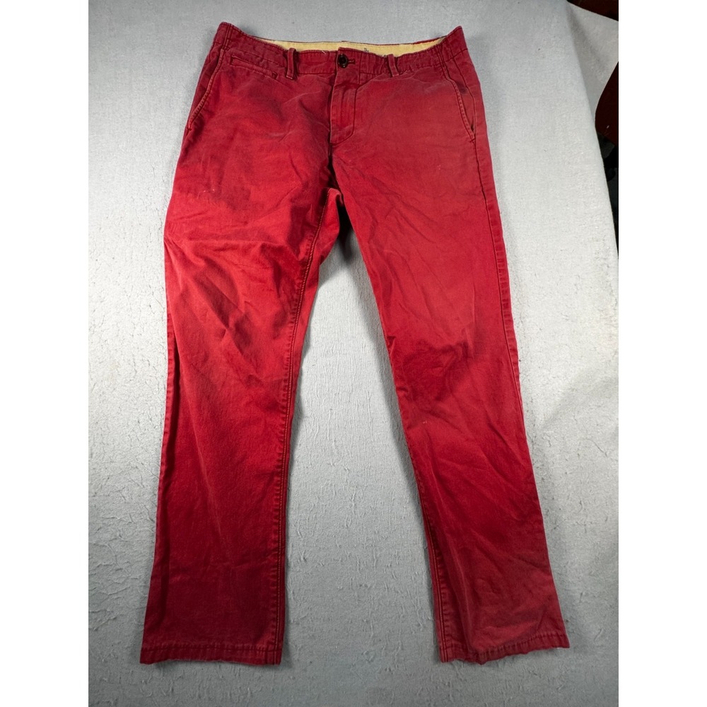 Gap The Lived-In Slim Khaki Pants Mens 32x30 Red Straight Leg Mid Rise